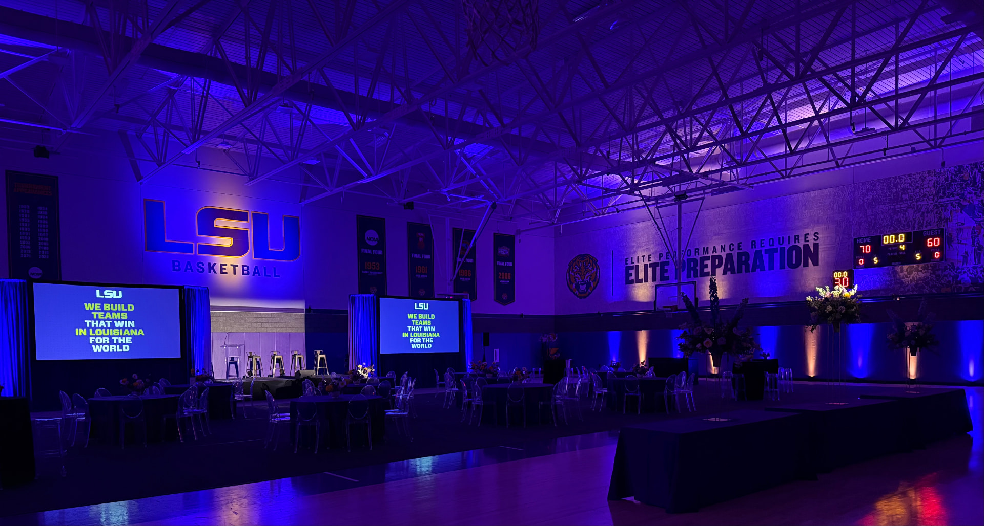 Audio equipment set up for a live event in New Orleans